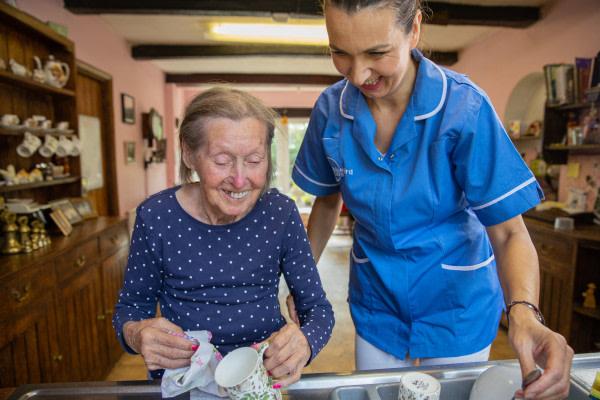Companionship care supporting an elderly person at home in Sevenoaks